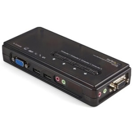 4 Port Black USB Kvm Switch Kit With Cables And Audio - Desktop Kvm Switch - VGA Kvm Switch - USB Kvm Switch 4 Port (SV411KUSB) SV411KUSB