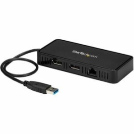 StarTech.com USB 3.0 Type A Docking Station For Notebook - Black - Taa Compliant - 2 Displays Supported - 4K - 4096 X 2160 - 1 X USB Ports - 1 X USB 3.0 - USB Type-A - Network (Rj-45) - 2 X DisplayPorts - DisplayPort - Wired - Gigabit Ethernet - Windows