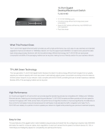 Switch: 16-Port Gigabit Desktop/Rackmount Switch, Rackmount Kit Included TL-SG1016D