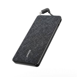 Anker Power Bank 10000 With Lightning Cable - Black Fabric A1222T11