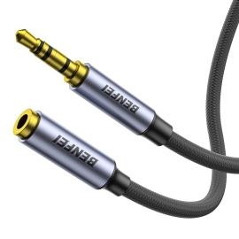 Benfei 421GY 3M 3.5mm Male To Female Aux Extension Cable, Trrs 4-Pole Stereo Audio Jack Cord For Headphones, Microphone, Smartphones, Pc, Laptop, Speakers ELEBEN421GY3M