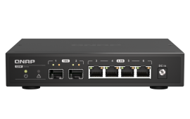 QNAP 6-PORT UNMANAGED SWITCH, 10GbE SPF+(2), 2.5GbE(4), 2YR WTY QSW-2104-2S