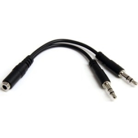 StarTech.com 3.5mm 4 Position To 2x 3 Position 3.5mm Headset Splitter Adapter - F/M - Cable For Audio Device, Headphone, Microphone, Notebook, Headset - First End: 1 X 4-pin Mini-phone Stereo Audio - Female - Second End: 2 X 3-pin Mini-phone Stereo Audio