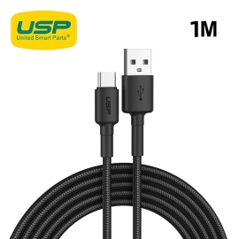 Usp BoostUp Braided Usb-c To Usb-a Cable (1M) Black -3A, Fast Charge, Samsung Galaxy,Apple IPhone,iPad,MacBook,Google,OPPO,Nokia,5 Years Warranty 6972890207040