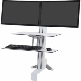 WorkFit-S Sit-Stand Workstation For Dual Monitors, With Worksurface And Large Keyboard Tray (White) 33-349-211