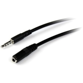StarTech.com 1m 3.5mm 4 Position Trrs Headset Extension Cable - M/F - Cable For Audio Device, Headset, Headphone, IPhone - First End: 1 X Mini-phone Audio - Male - Second End: 1 X Mini-phone Audio - Female - Extension Cable - Shielding - Black MUHSMF1M