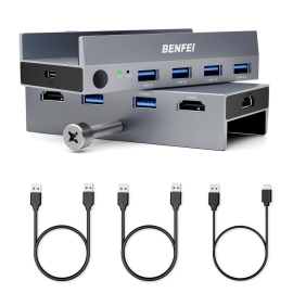 Benfei 000355GY USB 3.0 Hdmi Kvm Switch(8K@60Hz) With 4 USB 3.0 Ports For 2 Computers Sharing Monitor Keyboard Mouse ELEBEN355GY