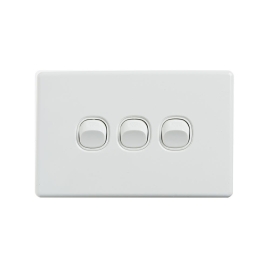 4C | Elegant Wall Switch 3 Gang 250V 16A | Horizontal 040.0.0086