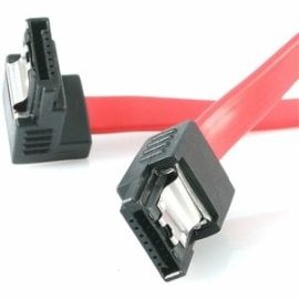 StarTech.com 18in Latching Sata To Right Angle Sata Serial Ata Cable - Cable For Hard Drive, Motherboard, Solid State Drive - First End: 1 X 7-pin Sata - Male - Second End: 1 X 7-pin Sata - Male - 6 Gbit/s - Red LSATA18RA1