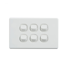 4C | Elegant Wall Switch 6 Gang 250V 16A - Horizontal 040.0.0092