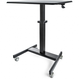 StarTech.com Mobile Standing Desk - Portable Sit Stand Ergonomic Height Adjustable Cart on Wheels - Rolling Computer/Laptop Workstation Table with Locking One-Touch Lift for Teacher/Student (STSCART2) STSCART2