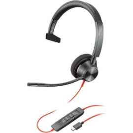 Poly Blackwire BW3310-M USB-C Wired Over-the-head Mono Headset - Monaural - Supra-aural - 32 Ohm - 20 Hz to 20 kHz - Noise Cancelling Microphone - Mini-phone (3.5mm), USB Type C 214011-01