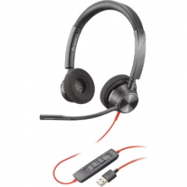 Poly Plantronics Blackwire BW3320-M USB-A Wired Over-the-head Stereo Headset - Binaural - Supra-aural - 32 Ohm - 20 Hz to 20 kHz - Noise Cancelling Microphone - Mini-phone (3.5mm), USB Type A 214012-01