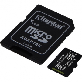 Kingston Canvas Select Plus 512 GB Class 10/UHS-I (U3) microSDXC - 1 Pack - 100 MB/s Read - 85 MB/s Write SDCS2/512GB