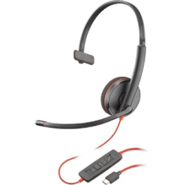 Poly Plantronics Blackwire C3210 Wired Over-the-head Mono Headset - Monaural - Supra-aural - 20 Hz to 20 kHz - Noise Cancelling, Noise Reduction Microphone - USB Type C 209748-201