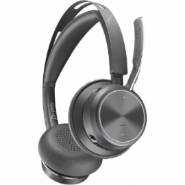 Poly Voyager Focus 2 Wired/Wireless On-ear Stereo Headset - Black - Binaural - Ear-cup - 5000 cm - Bluetooth - 20 Hz to 20 kHz - MEMS Technology, Noise Cancelling, Electret, Condenser Microphone - Noise Canceling - USB Type A 213726-02
