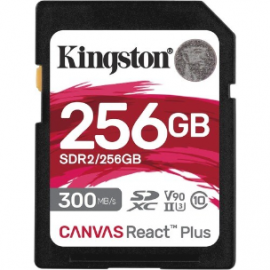 Kingston Canvas React Plus SDR2 256 GB Class 10/UHS-II (U3) V90 SDXC - 300 MB/s Read - 260 MB/s Write SDR2/256GB