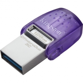 Kingston DataTraveler microDuo 3C 128 GB USB 3.2 (Gen 1) Type C, USB 3.2 (Gen 1) Type A Flash Drive - Purple - 200 MB/s Read Speed DTDUO3CG3/128GB