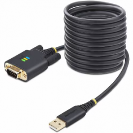 StarTech.com 10ft (3m) USB to Serial Adapter Cable, COM Retention, FTDI, DB9 RS232, Interchangeable DB9 Screws/Nuts, Windows/macOS/Linux - Add a DB9 RS-232 serial port to a desktop/laptop using a USB-A port; Interchangeable Screws/Nuts; DB9 screws pre 1P1