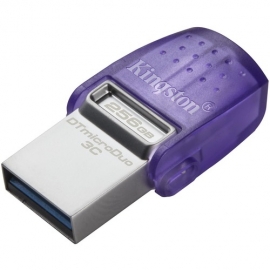 Kingston DataTraveler microDuo 3C 256 GB USB 3.2 (Gen 1) Type C, USB 3.2 (Gen 1) Type A Flash Drive - Purple - 200 MB/s Read Speed DTDUO3CG3/256GB