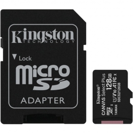 Kingston 128GB MICROSDXC CANVAS SELECT 100R A1 C10 CARD + SD ADAPTER SDCS2/128GB