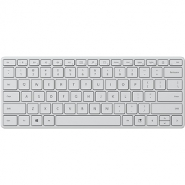 Microsoft Designer Compact Keyboard - Wireless Connectivity - English - QWERTY Layout - Glacier - Scissors Keyswitch - Bluetooth - 5 - 10 m - 2.40 GHz Emoji, Screen Snipping, Media Centre Hot Key(s) - PC - CR2032 Battery Size Supported 21Y-00064