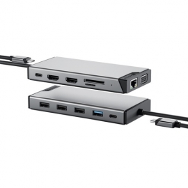 Alogic DV3 USB Type A, USB Type C Docking Station for Notebook - SD, microSD - 100 W - Space Gray - 3 Displays Supported - 1920 x 1080 - 3 x USB Type-A Ports - USB Type-A - USB Type-C - Network (RJ-45) - 1 x HDMI Ports - HDMI - VGA - Wired - Gigabit E DUC