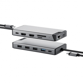 Alogic DV3 USB Type A, USB Type C Docking Station for Notebook - SD, microSD - 100 W - Space Gray - 3 Displays Supported - 1920 x 1080 - 3 x USB Type-A Ports - USB Type-A - USB Type-C - Network (RJ-45) - 1 x HDMI Ports - HDMI - VGA - Wired - Gigabit E DUC