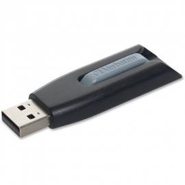Verbatim Store 'n' Go V3 64 GB USB 3.2 (Gen 1) Type A Flash Drive - Black, Grey - 80 MB/s Read Speed - 25 MB/s Write Speed - 2 Year Warranty - 1 Each 49174