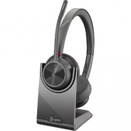 HP Poly Voyager 4300 UC 4320-M Wired/Wireless On-ear Stereo Headset - Black - Binaural - Ear-cup - Bluetooth - 20 Hz to 20 kHz - 150 cm Cable - MEMS Technology Microphone - Noise Canceling - USB Type A 77Z00AA