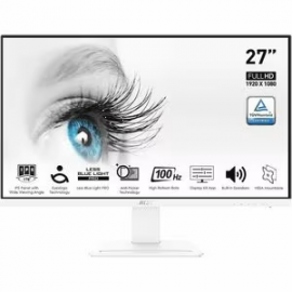 MSI PRO MP273AW 27in FHD (1920x1080) IPS Monitor - White - Speakers - 1x DP 1.2a 1x HDMI 1.4b 1x VGA - Tilt VESA 75x75 - 3Y Warranty PRO MP273AW