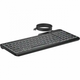 HP 405 Keyboard - Cable Connectivity - USB Type A Interface - LED - Black - Plunger Keyswitch - 20 Microphone Mute, Emoji Hot Key(s) - Windows 10, Windows 11, ChromeOS, Mac OS - PC, Mac 7N7C1AA