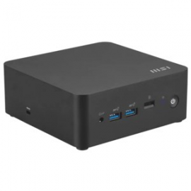 MSI Cubi NUC 1M Barebone Mini PC - Core 3 100U - 2x DDR5 SODIMM Slot - 2x M.2 SSD Slot - Integrated Graphics - WiFi 6, BT 5.3 - 2x HDMI, 2x Thunderbolt, Card Reader - No OS - Power Switch Cable - 3Y Warranty CUBI NUC 1M-003BAU