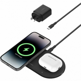 Belkin BoostCharge Pro Induction Charger - For Qi2-enabled Device, iPhone - Input connectors: USB - Magnetic, Fast Charging, LED Indicator, Compact WIZ021AUBK