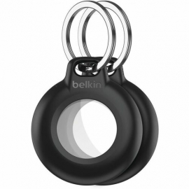 Belkin AirTag Asset Tracking Tag Holder - 50.8 mm x 43.2 mm x 10.2 mm - Plastic - 2 Pack - Black - Water Proof, Secure, Key Ring MSC014BTBK