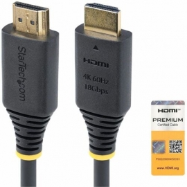StarTech.com 2m (6.6ft) Premium Certified High Speed HDMI Cable, 4K 60Hz/1440p 144Hz, 18Gbps, UHD HDMI 2.0 Cord, TPE Jacket - Premium Certified High Speed HDMI Cable supports 4K60Hz w/HDR10/HDCP 2.2/ARC; Connector markings for quick visual identification