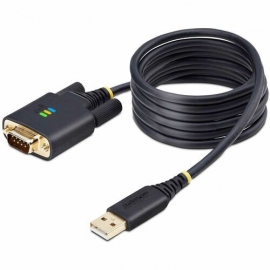 StarTech.com 6.6ft/2m USB to Null Modem Serial Adapter Cable, COM Retention, FTDI, RS232, Changeable DB9 Screws/Nuts, Windows/macOS/Linux - Add a DB9 RS232 null modem serial port to a desktop/laptop using a USB-A port; Changeable DB9 Screws/Nuts; Screws