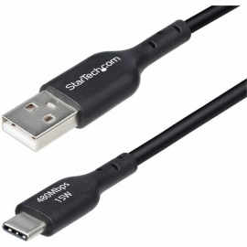 StarTech.com 1m (3ft) USB-A to USB-C Charging Cable, Charge & Sync, 3A, USB 2.0, TPE Jacket - Black USB Charging Cord - USB-A to USB-C Charging Cable supports 15W/3A Fast Charge and 480Mbps; Connect to a USB-A charger/power bank/hub; Works w/portable USB