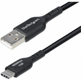 StarTech.com 2m (6.6ft) USB-A to USB-C Charging Cable, Charge & Sync, 3A, USB 2.0, TPE Jacket - Black USB Charging Cord - USB-A to USB-C Charging Cable supports 15W/3A Fast Charge and 480Mbps; Connect to a USB-A charger/power bank/hub; Works w/portable U