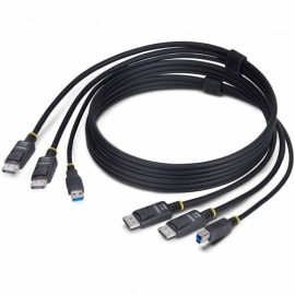 StarTech.com 6ft (1.8m) Dual-DisplayPort and USB 5Gbps KVM Cable, 4K 60Hz, Universally Compatible Combo Cable for KVM Switches - KVM cable connects a computer to a Dual-Monitor Displayport KVM Switch that features USB 5Gbps; Simplifies setup by integrati