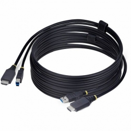 StarTech.com 10ft (3m) HDMI and USB 5Gbps KVM Cable, Up to 4K 60Hz, HDMI 2.0 and USB Combo Cable for KVM Switch - KVM cable connects a computer to a HDMI KVM Switch that features USB 5Gbps; Simplifies setup by integrating the cables into a single bundle