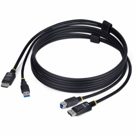 StarTech.com 6ft (1.8m) DisplayPort and USB 5Gbps KVM Cable, 4K 60Hz, Universally Compatible DP 1.2/USB 3.0 Combo Cable for KVM Switches - KVM cable connects a computer to a Displayport KVM Switch that features USB 5Gbps; Simplifies setup by integrating