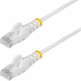 StarTech.com 2m White Slim CAT6 Ethernet Cable, Snagless RJ45, UTP, LSZH, 28AWG Pure Bare Copper, Slim Network Patch Cord, Fluke Tested - Slim UTP Cat6 Cable supports 1Gbps and 100W PoE; Ideal for crowded installations; 36% slimmer for improved airflow;