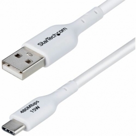 StarTech.com 3m (9.8ft) USB-A to USB-C Charging Cable, Charge & Sync, 3A, USB 2.0, TPE Jacket - White USB Charging Cord - USB-A to USB-C Charging Cable supports 15W/3A Fast Charge and 480Mbps; Connect to a USB-A charger/power bank/hub; Works w/portable U