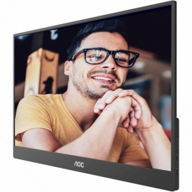 AOC 16T20 15.6in 60Hz FHD IPS Portable Monitor 1920x1080 16:9 5ms 50m:1 Samrt Contrast 230 Nits Mini HDMI/USB-C HDR SPK Tilt 16T20
