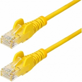 StarTech.com 2m Yellow Slim CAT6 Ethernet Cable, Snagless RJ45, UTP, LSZH, 28AWG Pure Bare Copper, Slim Network Patch Cord, Fluke Tested - Slim UTP Cat6 Cable supports 1Gbps and 100W PoE; Ideal for crowded installations; 36% slimmer for improved airflow;