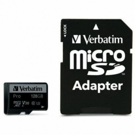 Verbatim Pro 128 GB Class 3/UHS-I (U3) microSDXC - 90 MB/s Read - 45 MB/s Write 47044