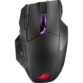 ASUS Wireless gaming mouse dual-mode connectivity 12 programmable buttons ROG 19 000 dpi sensor Exclusive Push-Fit Switch Sockets ROG Micro Switches ROG Paracord and Aura Sync RGB lighting 2 year warr ROG SPATHA X