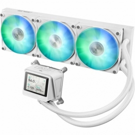 Asus AYW Gaming LC 360 ARGB LCD White all-in-one CPU liquid cooler with advanced cooling performance vivid 2.4 IPS screen pre-installed ARGB fans and Aura lighting. AYW GAMING LC 360 ARGB LCD WHT