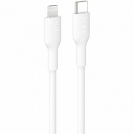 Belkin BoostCharge 1 m Lightning/USB-C Data Transfer Cable - Cable for iPhone - First End: 1 x USB Type C - Male - Second End: 1 x Lightning - Male - 480 Mbit/s - MFI - White CAA021FQ1MWH